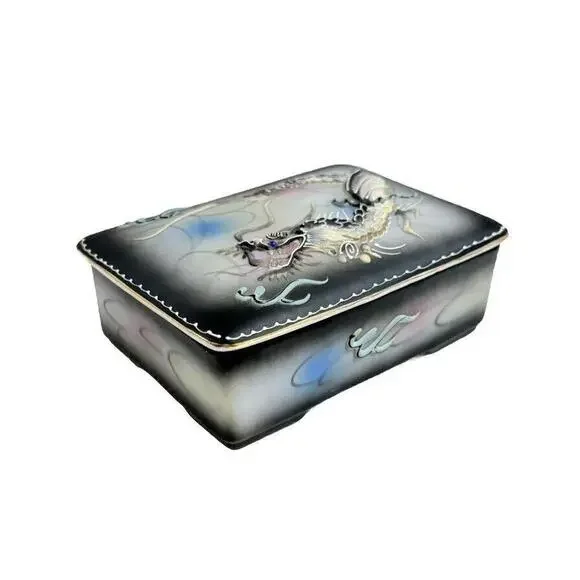 Vintage Japanese Dragonware Porcelain Trinket Box Storage & Organization